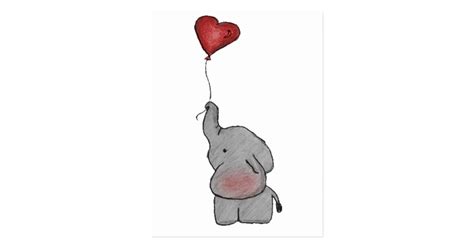 Elephant Holding Balloon Postcard | Zazzle.com