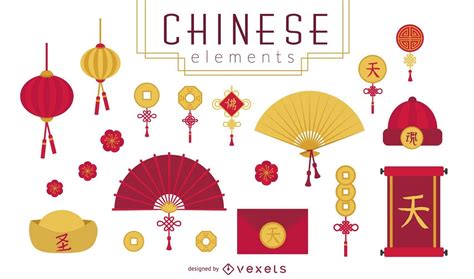 Chinese Lucky Elements Set Vector Download