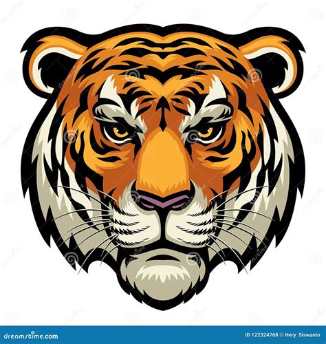 Tiger Head Vector Illustration Isolated On White Background Big Wild