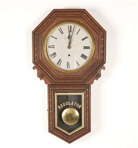 Oak Regulator Wall Clock With Brass Bezel Clocks Wall Horology Clocks And Watches