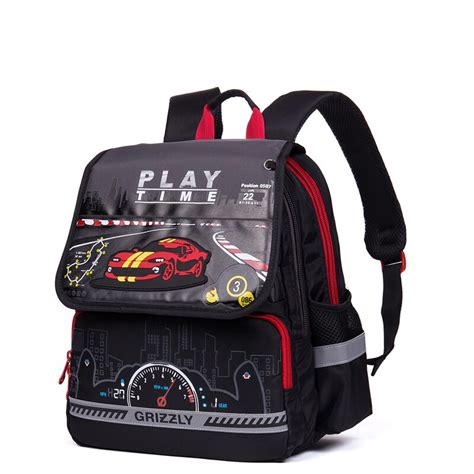 Children School Bags For Boys Racing Car Printing Waterproof Nylon