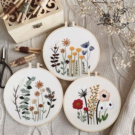 Embroidery Kit Beginner Embroidery Kit Floral Botanical Herb Etsy
