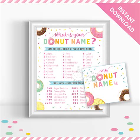 Whats Your Donut Name Party Signs Donut Birthday Parties