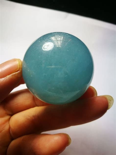 Natural Blue Aquamarine Crystal Quartz Ball Sphere Orb Gem Etsy