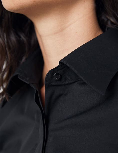 Cotton Stretch Plain Womens Fitted Shirt With Concealed Placket And