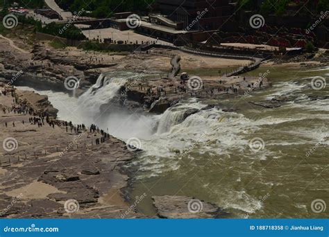 The Aerial Photography Of Hukou Waterfalls Of Yellow River Stock Photo