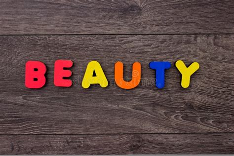 Beauty Word From Wooden Letters Stock Photo Image Of Background