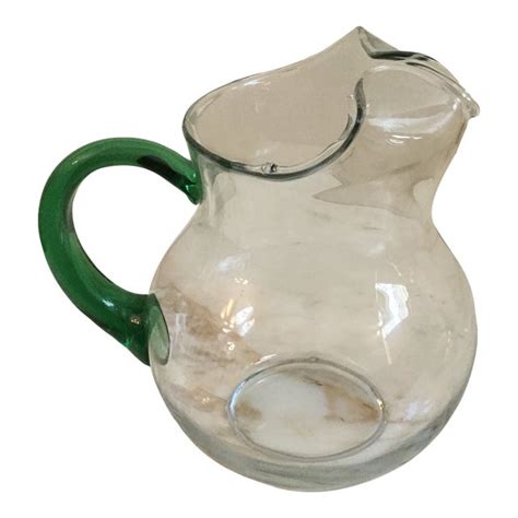 Vintage Libbey Glass Pitcher With Green Handle Chairish