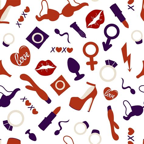 Sex Toys And Adult Items Seamless Patternadult Toys Seamless Pattern Vector Illustration