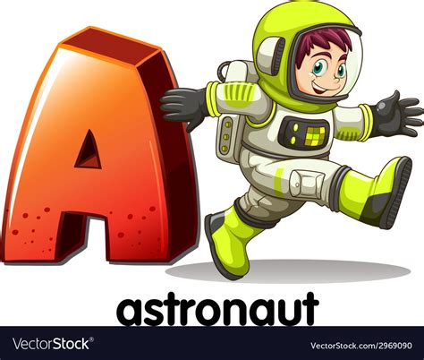 A Letter A For Astronaut Royalty Free Vector Image