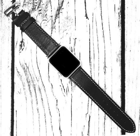 Black Apple Watch Band Leather 42mm Apple Watch Strap Black Etsy
