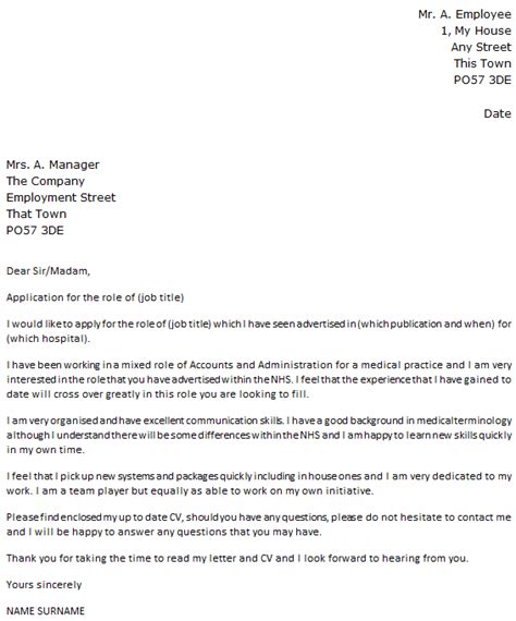 Or you can print out the final version of your letter then affix your signature. NHS Job Cover Letter Example - icover.org.uk