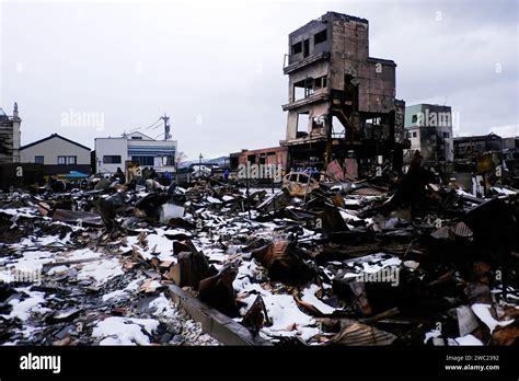 Ishikawa Japan 09th Jan 2024 View Of Debris And Rubbles At The