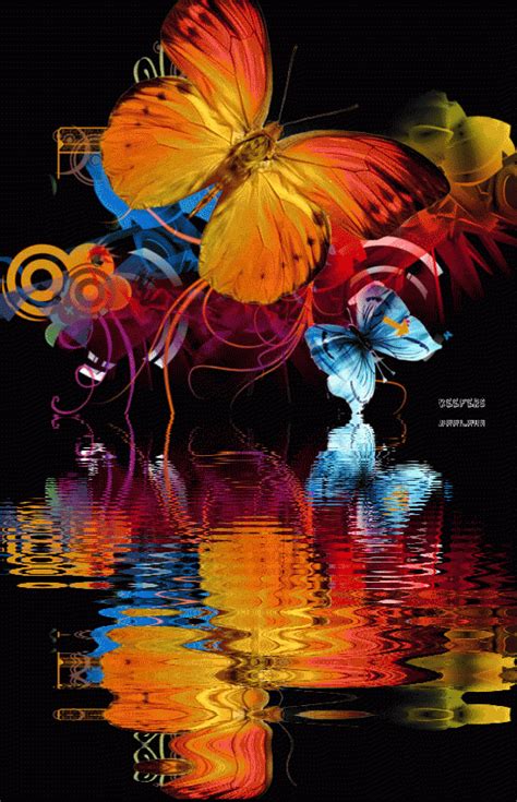Animated Butterflies Reflection Water Reflections Animation Animations Color Splash