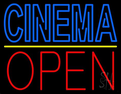 Double Stroke Blue Cinema Open Led Neon Sign Cinema Neon Signs