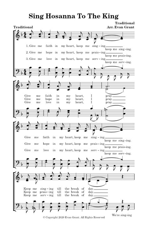 Sing Hosanna To The King Sheet Music For Strings Group Satb