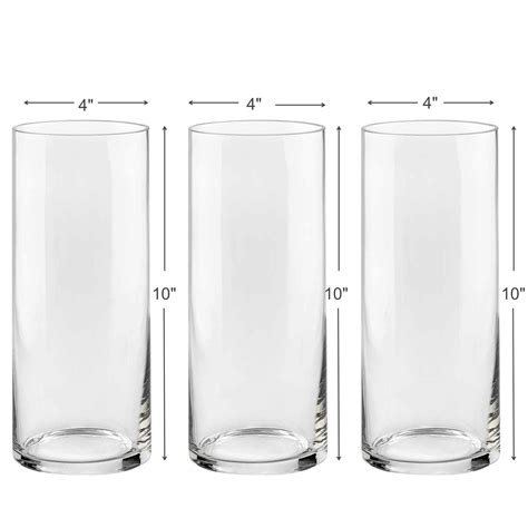 Set Of 3 Glass Cylinder Vases 10 Inch Tall Multi Use Pillar Candle Floating Candles Holders