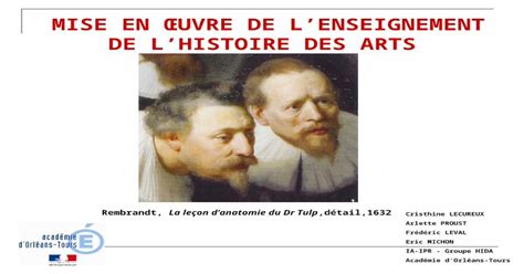 Mise En Œuvre De Lenseignement De Lhistoire Des Arts Rembrandt La