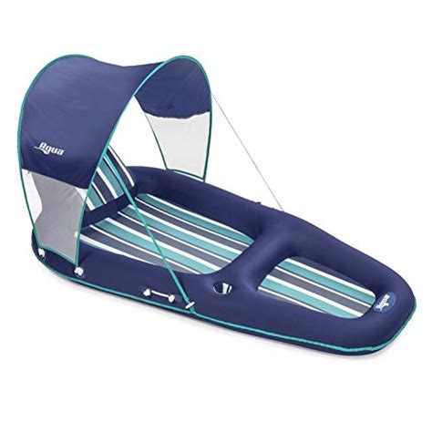 Aqua Ultimate Pool Float Lounger With Upf 50 Canopy And Cupholder