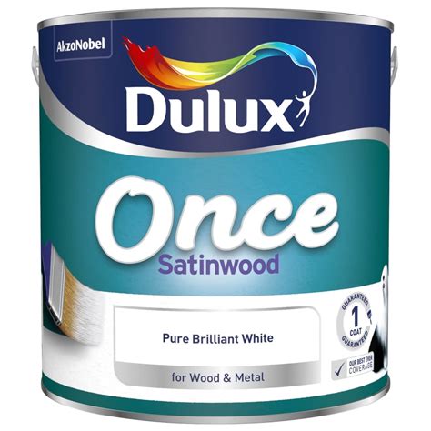 Dulux Once Satinwood Paint 750ml Pure Brilliant White Diy Bandm