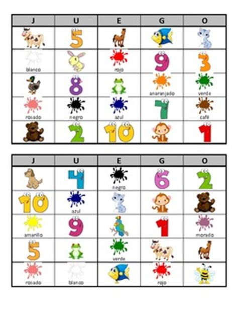 Everyone knows how to play and will enjoy spanish numbers bingo. Spanish or English Bingo Cards for Colors, Animals, and Numbers 1-10