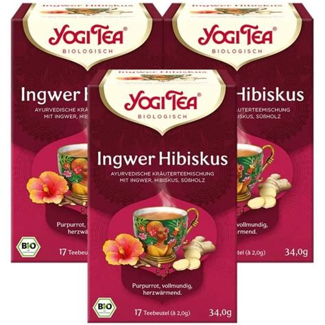 Yogi Tea Lot De 3 Sachets De Thé Au Gingembre Hibiscus Bio I Mélange