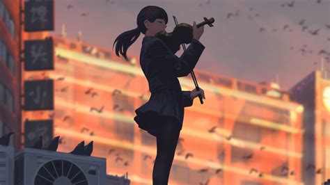 Anime Girl Playing Musical Instrument 4k Hd Anime 4k