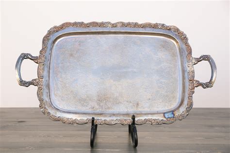 William morris coffee tea serving tray hen robin farm stag birds owl music small. Large Vintage Silver Tray with Handle - Out Of The Dust ...