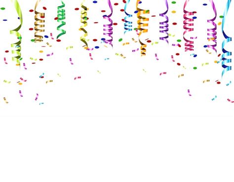 Celebratory Background White Pattern With Colored Ribbons And Confetti
