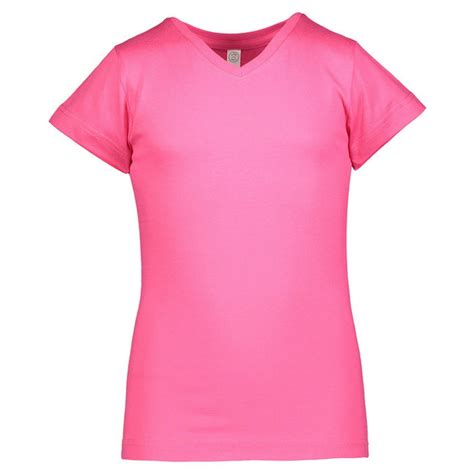 Lat Apparel Girls V Neck Fine Jersey T Shirt Hot Pink Xl