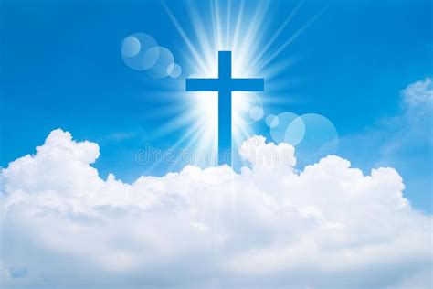 Christian Cross Appears Bright In The Sky Stock Image Image Of Cloud