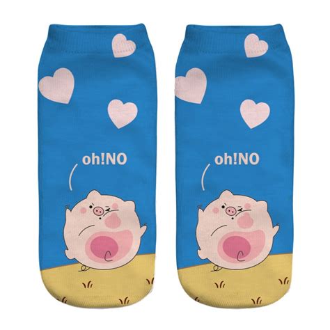 Funny Socks Korean Harajuku Kawaii 3d Print Animal Pig Short Cute