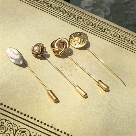 Lot Of 4 Vintage Stickpins Hat Lapel Pins Napier Gold Love Etsy