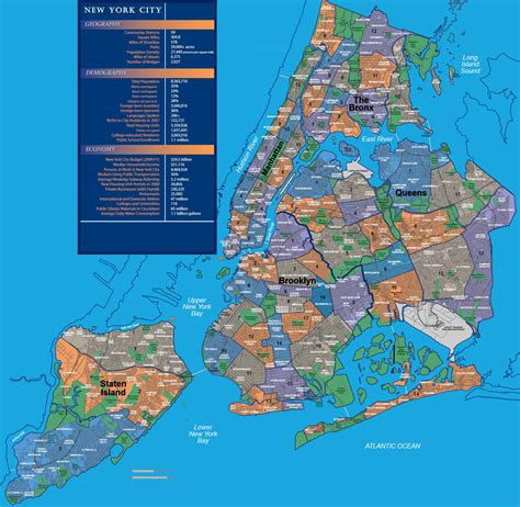 New York Buurt Kaart Kaart Wijken Van Nyc New York Usa