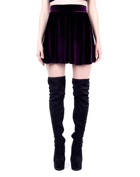 Charlotte Purple Velvet Skater Skirt