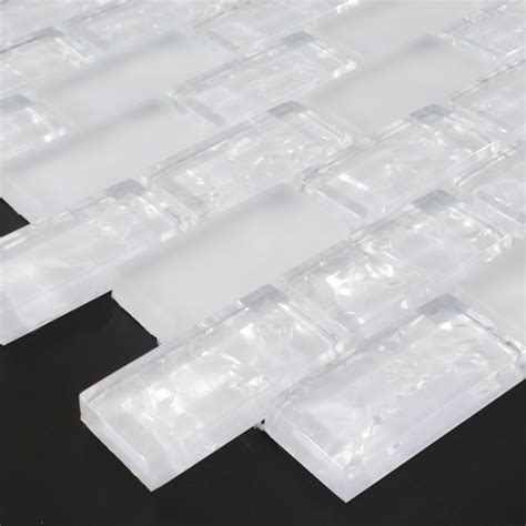 In bathrooms, you get by without a backsplash in some situations. White Subway Tiles Crackle Crystal Backsplash Kitchen Wall ...