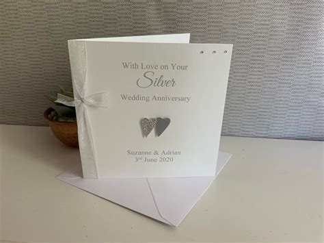 Personalised Silver Wedding Anniversary Card 25th Wedding Etsy Uk