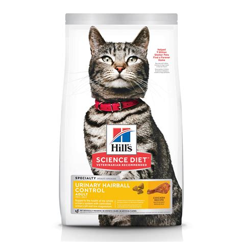 More dilute urine and a high protein content can prevent numerous health issues. Hill's Science Diet Urinary Hairball Control Adult Chicken ...