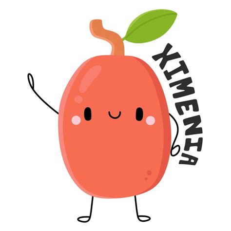 Lindo Personaje De Dibujos Animados De Frutas Y Verduras Ximenia Vector Premium