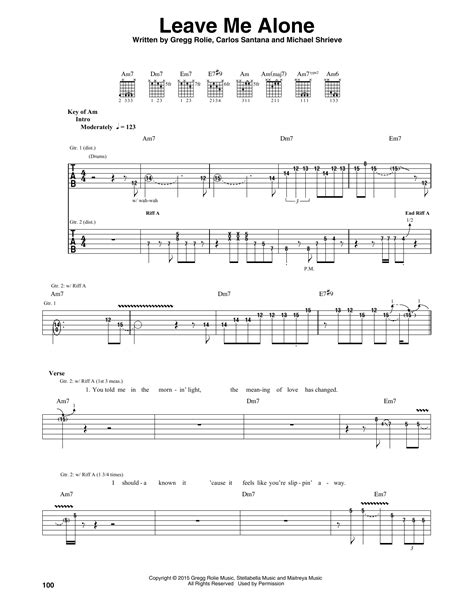 Leave Me Alone By Santana Guitar Rhythm Tab Guitar Instructor