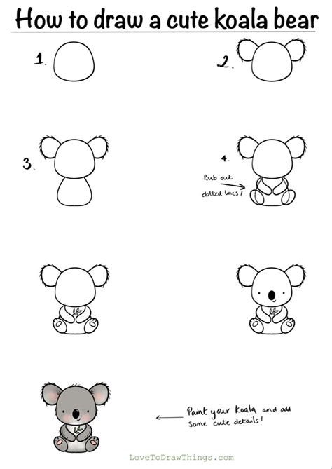 How To Draw A Cute Koala Bear In 6 Steps In 2021 Cute Easy Drawings