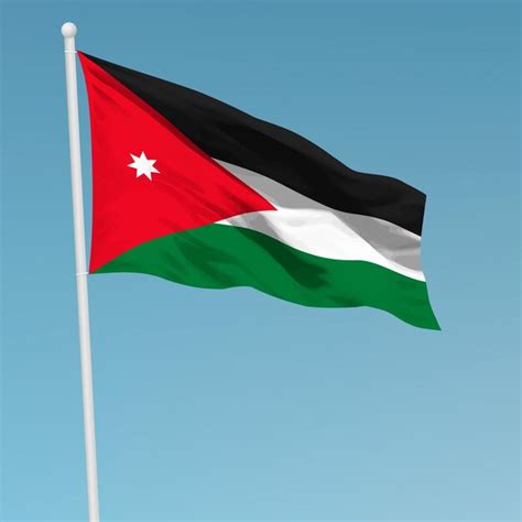 Premium Vector Waving Flag Of Jordan On Flagpole Template For