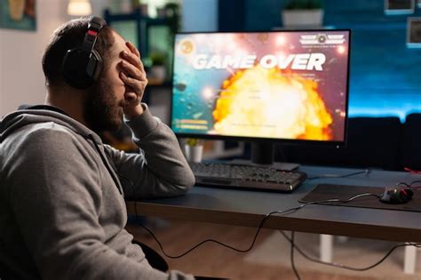 Premium Photo Sad Person Losing Online Video Games On Computer Man
