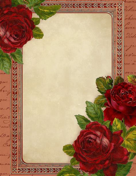 Romantic Red Roses ~ Free Printable Stationery Graphics Lilac