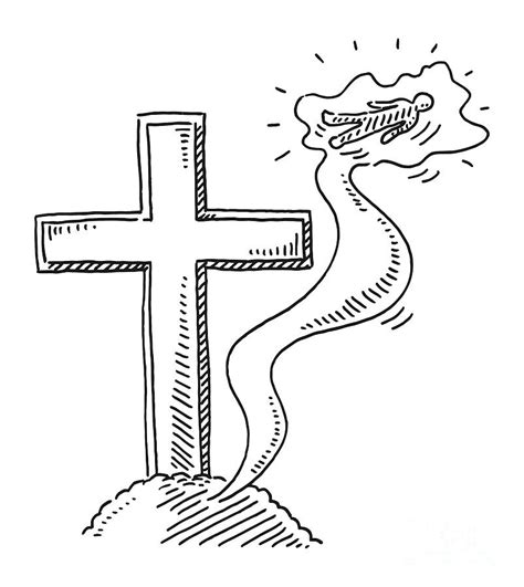 Religious Cross Soul Rising To Heaven Drawing Drawing By Frank Ramspott
