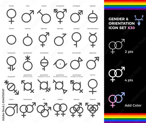 set of gender and orientation vector symbols sexual orientation and gender icon signs lgbtq