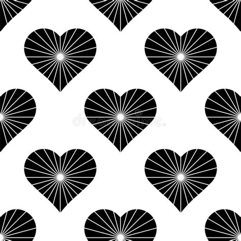 Black Hearts Symbol Pattern On White Background Stock Illustration