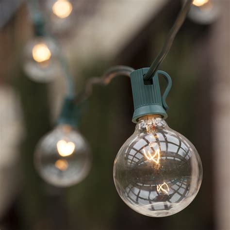 Globe String Lights Clear G50 Bulbs Green Wire Yard Envy