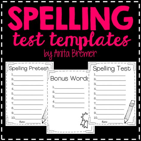 Mrs Bremers Class Free Spelling Test Templates