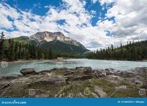 Athabasca Falls In The Canadian Rockies Along The Scenic Icefields